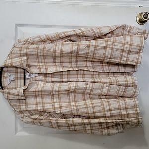Old navy, women's flannel, beige and cream colored.